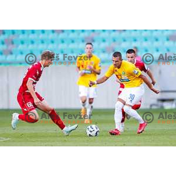 in action during Prva liga Telemach 2025/2026 football match between Bravo and Aluminij in Ljubljana, Slovenia on August 9, 2025
