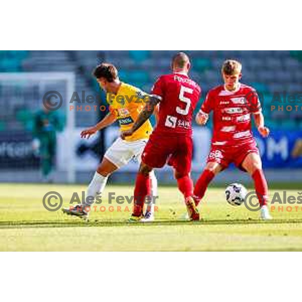 in action during Prva liga Telemach 2025/2026 football match between Bravo and Aluminij in Ljubljana, Slovenia on August 9, 2025