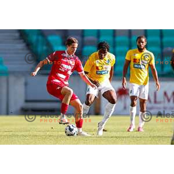 in action during Prva liga Telemach 2025/2026 football match between Bravo and Aluminij in Ljubljana, Slovenia on August 9, 2025