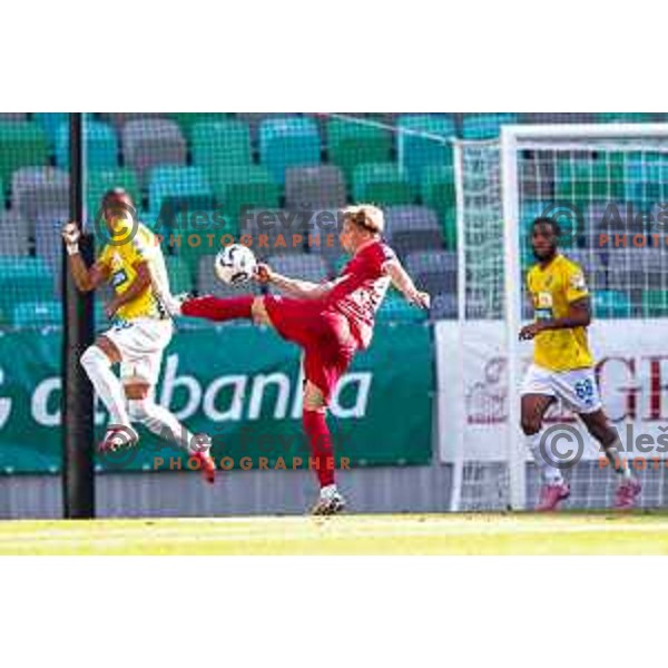 in action during Prva liga Telemach 2025/2026 football match between Bravo and Aluminij in Ljubljana, Slovenia on August 9, 2025