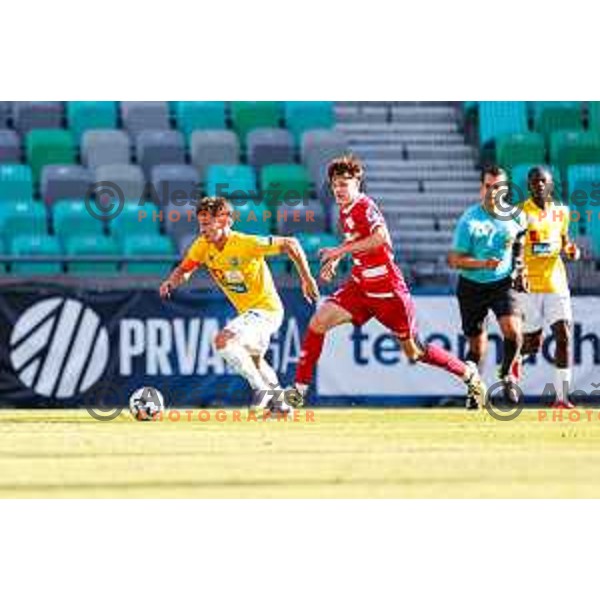 in action during Prva liga Telemach 2025/2026 football match between Bravo and Aluminij in Ljubljana, Slovenia on August 9, 2025