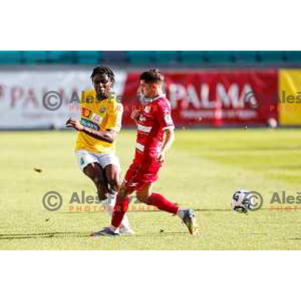 in action during Prva liga Telemach 2025/2026 football match between Bravo and Aluminij in Ljubljana, Slovenia on August 9, 2025