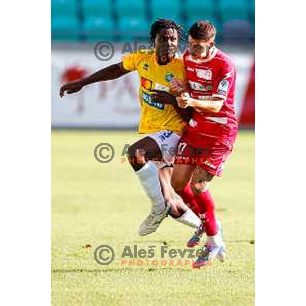 in action during Prva liga Telemach 2025/2026 football match between Bravo and Aluminij in Ljubljana, Slovenia on August 9, 2025
