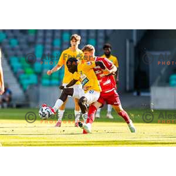 in action during Prva liga Telemach 2025/2026 football match between Bravo and Aluminij in Ljubljana, Slovenia on August 9, 2025