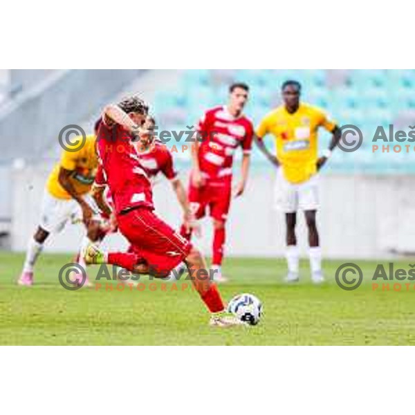 in action during Prva liga Telemach 2025/2026 football match between Bravo and Aluminij in Ljubljana, Slovenia on August 9, 2025