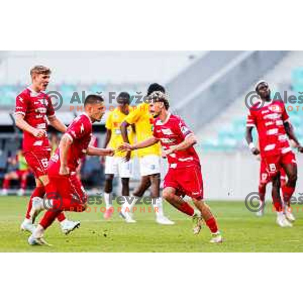 in action during Prva liga Telemach 2025/2026 football match between Bravo and Aluminij in Ljubljana, Slovenia on August 9, 2025