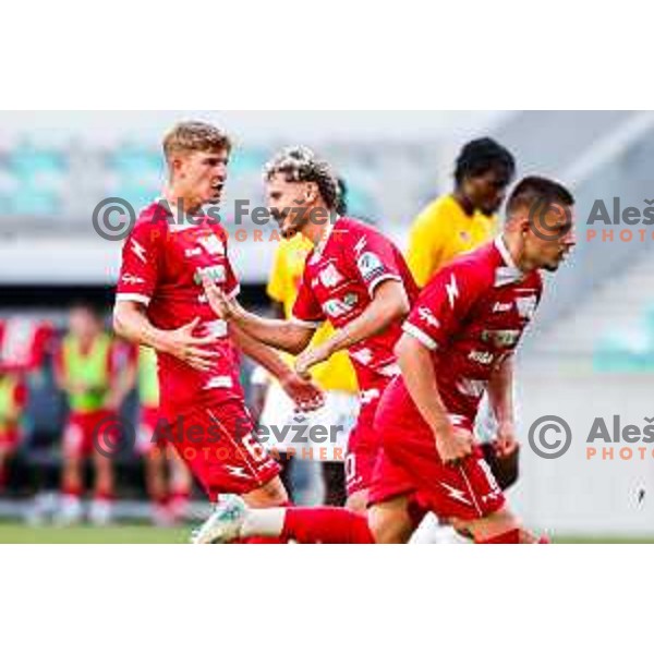 in action during Prva liga Telemach 2025/2026 football match between Bravo and Aluminij in Ljubljana, Slovenia on August 9, 2025