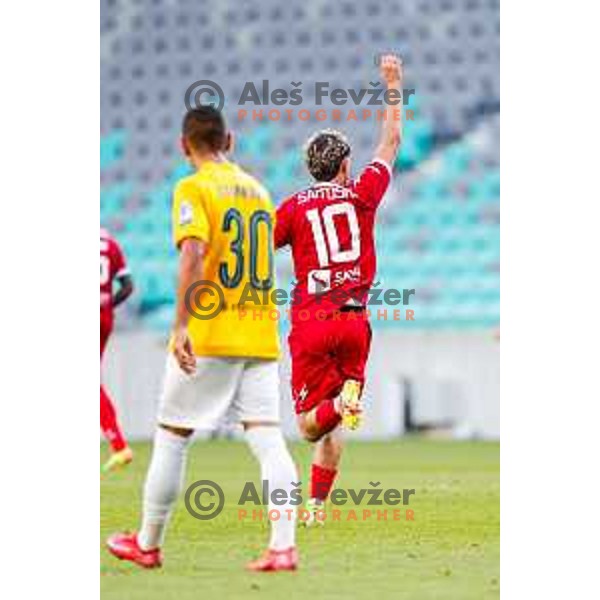 in action during Prva liga Telemach 2025/2026 football match between Bravo and Aluminij in Ljubljana, Slovenia on August 9, 2025