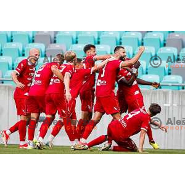 in action during Prva liga Telemach 2025/2026 football match between Bravo and Aluminij in Ljubljana, Slovenia on August 9, 2025