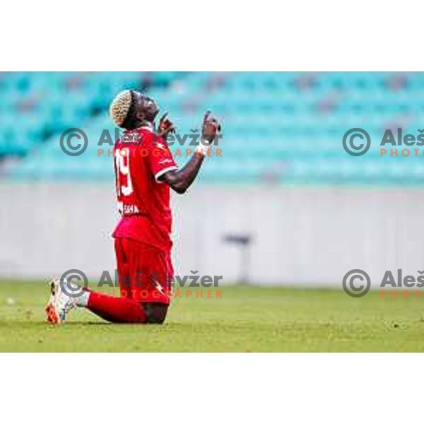 in action during Prva liga Telemach 2025/2026 football match between Bravo and Aluminij in Ljubljana, Slovenia on August 9, 2025