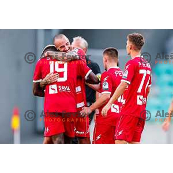 in action during Prva liga Telemach 2025/2026 football match between Bravo and Aluminij in Ljubljana, Slovenia on August 9, 2025