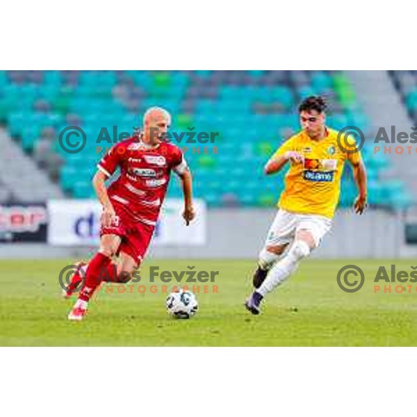 in action during Prva liga Telemach 2025/2026 football match between Bravo and Aluminij in Ljubljana, Slovenia on August 9, 2025