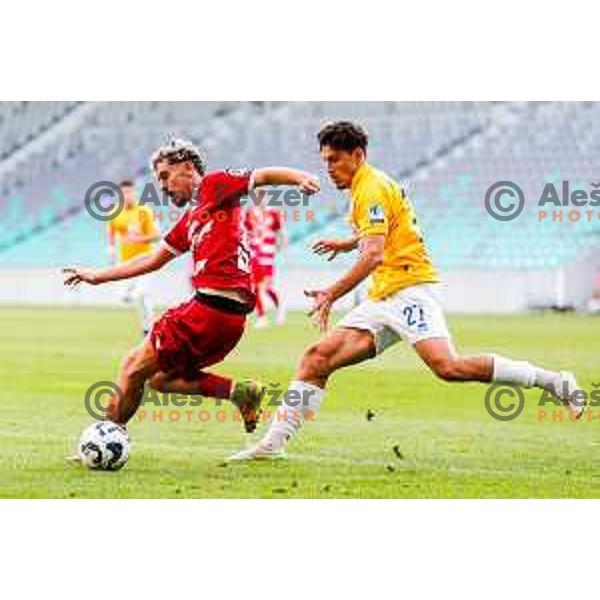 in action during Prva liga Telemach 2025/2026 football match between Bravo and Aluminij in Ljubljana, Slovenia on August 9, 2025
