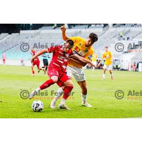 in action during Prva liga Telemach 2025/2026 football match between Bravo and Aluminij in Ljubljana, Slovenia on August 9, 2025