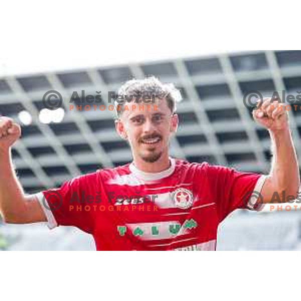 in action during Prva liga Telemach 2025/2026 football match between Bravo and Aluminij in Ljubljana, Slovenia on August 9, 2025