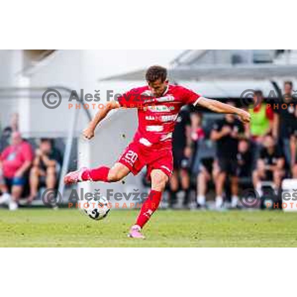 in action during Prva liga Telemach 2025/2026 football match between Bravo and Aluminij in Ljubljana, Slovenia on August 9, 2025