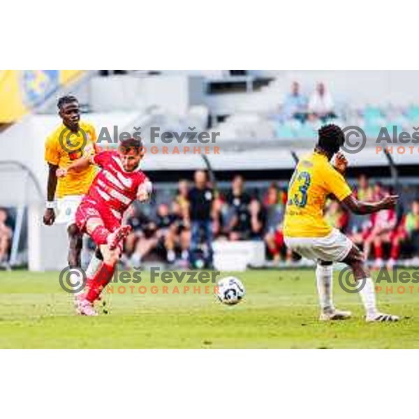 in action during Prva liga Telemach 2025/2026 football match between Bravo and Aluminij in Ljubljana, Slovenia on August 9, 2025