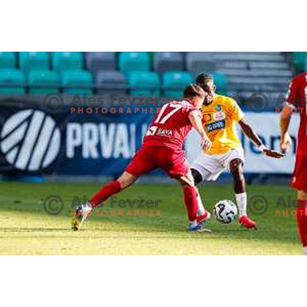 in action during Prva liga Telemach 2025/2026 football match between Bravo and Aluminij in Ljubljana, Slovenia on August 9, 2025