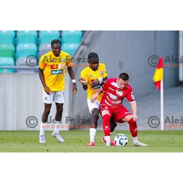 in action during Prva liga Telemach 2025/2026 football match between Bravo and Aluminij in Ljubljana, Slovenia on August 9, 2025