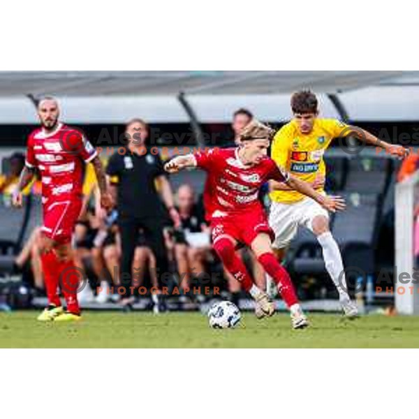 in action during Prva liga Telemach 2025/2026 football match between Bravo and Aluminij in Ljubljana, Slovenia on August 9, 2025