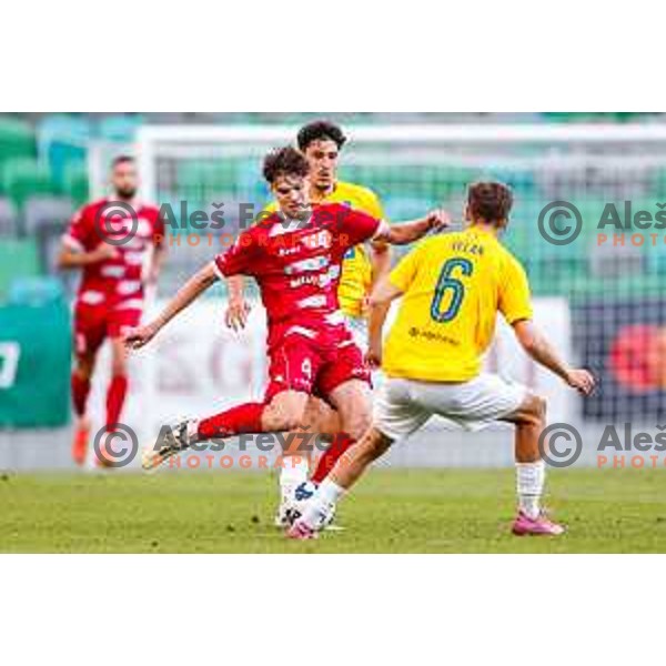 in action during Prva liga Telemach 2025/2026 football match between Bravo and Aluminij in Ljubljana, Slovenia on August 9, 2025
