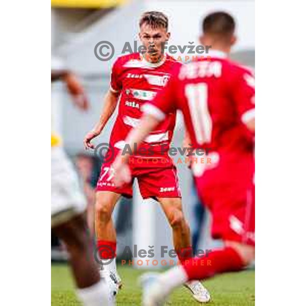 in action during Prva liga Telemach 2025/2026 football match between Bravo and Aluminij in Ljubljana, Slovenia on August 9, 2025