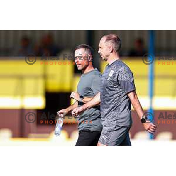 in action during Prva liga Telemach 2025/2026 football match between Domzale and Olimpija in Domzale, Slovenia on August 10, 2025