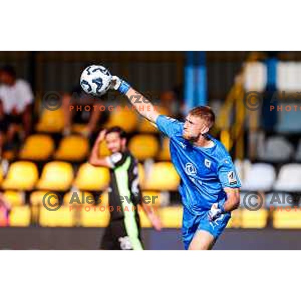 in action during Prva liga Telemach 2025/2026 football match between Domzale and Olimpija in Domzale, Slovenia on August 10, 2025