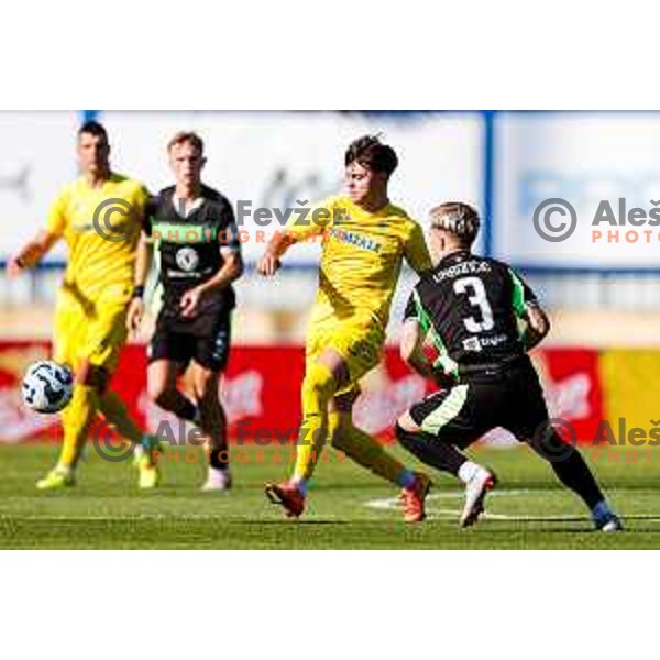 in action during Prva liga Telemach 2025/2026 football match between Domzale and Olimpija in Domzale, Slovenia on August 10, 2025