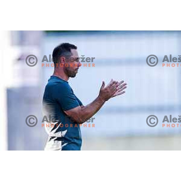 in action during Prva liga Telemach 2025/2026 football match between Domzale and Olimpija in Domzale, Slovenia on August 10, 2025