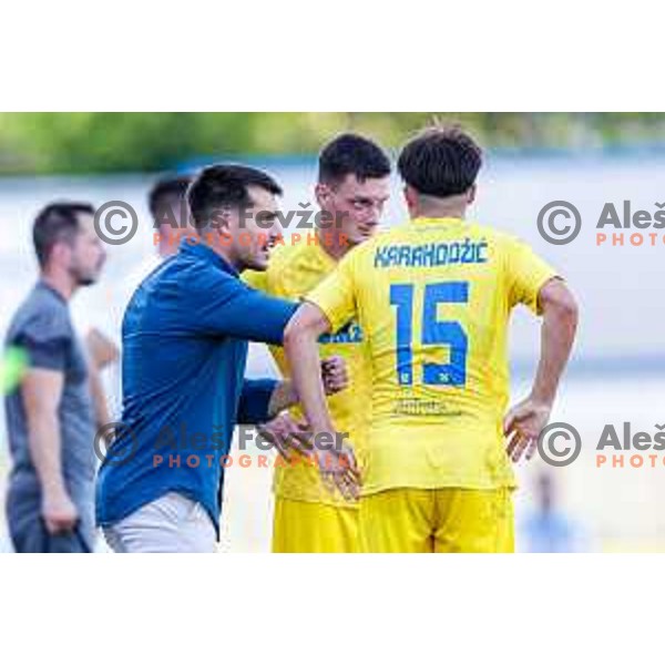 in action during Prva liga Telemach 2025/2026 football match between Domzale and Olimpija in Domzale, Slovenia on August 10, 2025