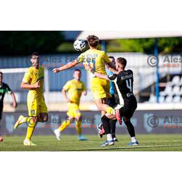 in action during Prva liga Telemach 2025/2026 football match between Domzale and Olimpija in Domzale, Slovenia on August 10, 2025