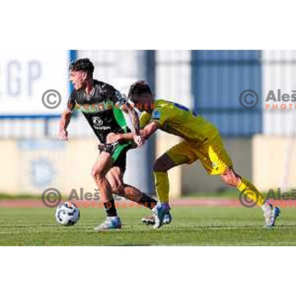 in action during Prva liga Telemach 2025/2026 football match between Domzale and Olimpija in Domzale, Slovenia on August 10, 2025