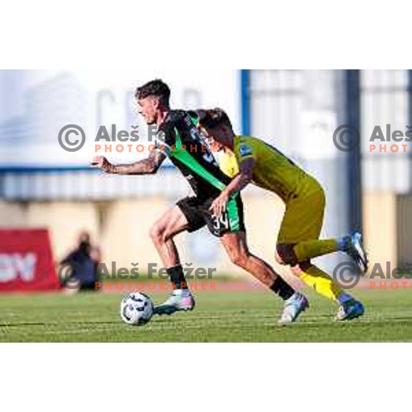 in action during Prva liga Telemach 2025/2026 football match between Domzale and Olimpija in Domzale, Slovenia on August 10, 2025