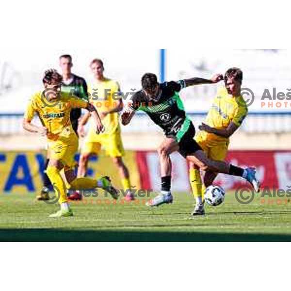 in action during Prva liga Telemach 2025/2026 football match between Domzale and Olimpija in Domzale, Slovenia on August 10, 2025