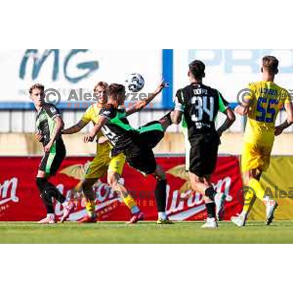 in action during Prva liga Telemach 2025/2026 football match between Domzale and Olimpija in Domzale, Slovenia on August 10, 2025