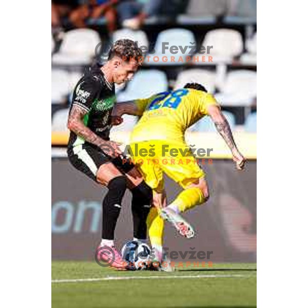 in action during Prva liga Telemach 2025/2026 football match between Domzale and Olimpija in Domzale, Slovenia on August 10, 2025