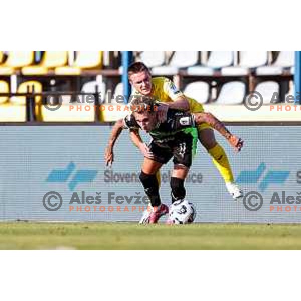 in action during Prva liga Telemach 2025/2026 football match between Domzale and Olimpija in Domzale, Slovenia on August 10, 2025