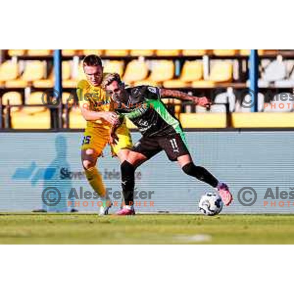 in action during Prva liga Telemach 2025/2026 football match between Domzale and Olimpija in Domzale, Slovenia on August 10, 2025
