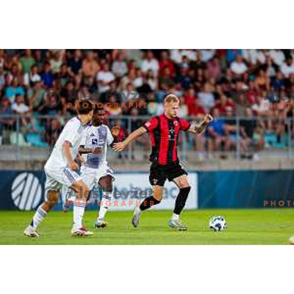 Edvin Suljanovic in action during Prva liga Telemach 2025/2026 football match between Primorje and Maribor in Ajdovscina, Slovenia on August 10, 2025