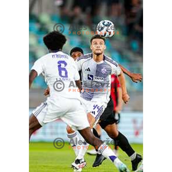 in action during Prva liga Telemach 2025/2026 football match between Primorje and Maribor in Ajdovscina, Slovenia on August 10, 2025
