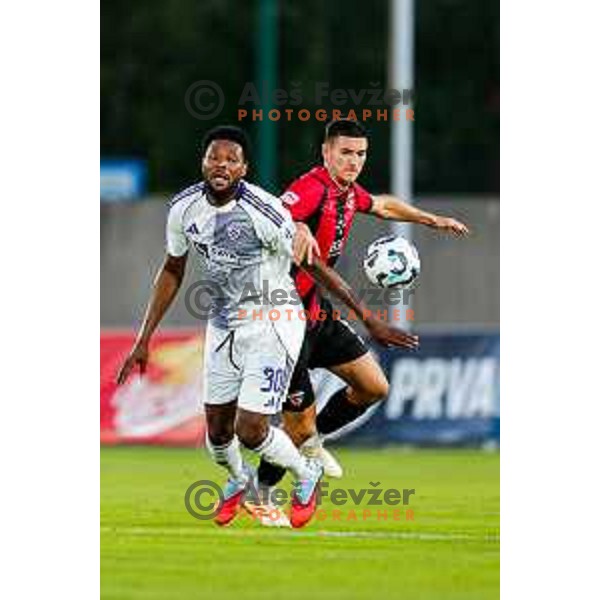 in action during Prva liga Telemach 2025/2026 football match between Primorje and Maribor in Ajdovscina, Slovenia on August 10, 2025