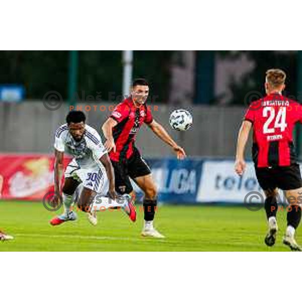 in action during Prva liga Telemach 2025/2026 football match between Primorje and Maribor in Ajdovscina, Slovenia on August 10, 2025