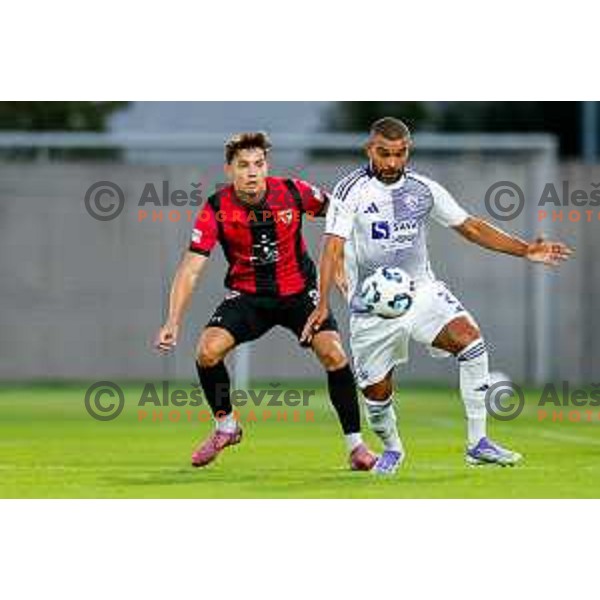 Halil Soudani in action during Prva liga Telemach 2025/2026 football match between Primorje and Maribor in Ajdovscina, Slovenia on August 10, 2025