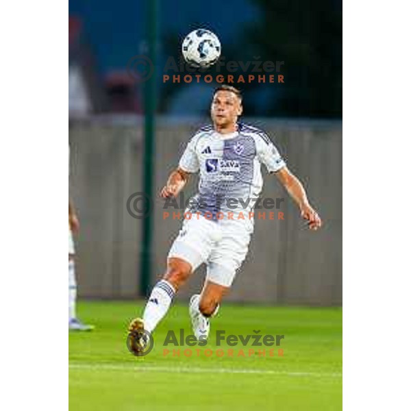 in action during Prva liga Telemach 2025/2026 football match between Primorje and Maribor in Ajdovscina, Slovenia on August 10, 2025