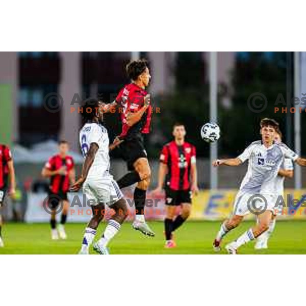 Haris Kadric in action during Prva liga Telemach 2025/2026 football match between Primorje and Maribor in Ajdovscina, Slovenia on August 10, 2025