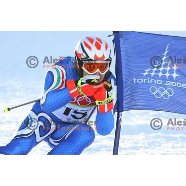 Davide Simoncelli (ITA) skiing at 2006 Torino Winter Olympic games men\'s Giant Slalom in Sestriere on February 20, 2006