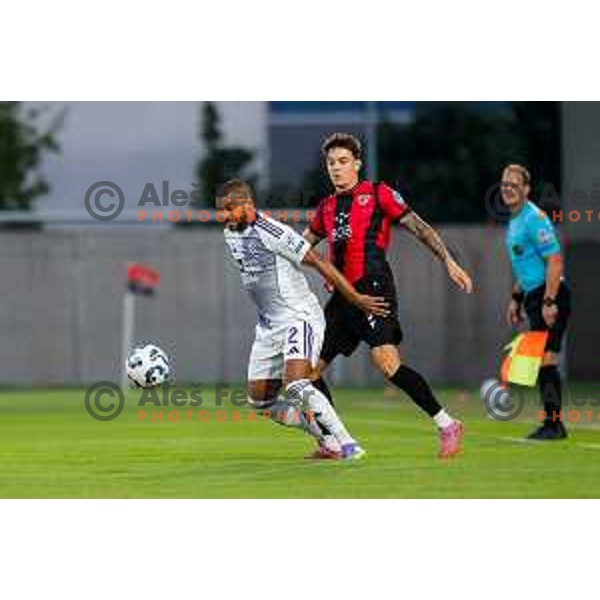 Halil Soudani in action during Prva liga Telemach 2025/2026 football match between Primorje and Maribor in Ajdovscina, Slovenia on August 10, 2025