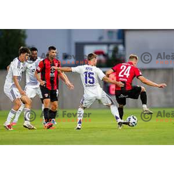 in action during Prva liga Telemach 2025/2026 football match between Primorje and Maribor in Ajdovscina, Slovenia on August 10, 2025