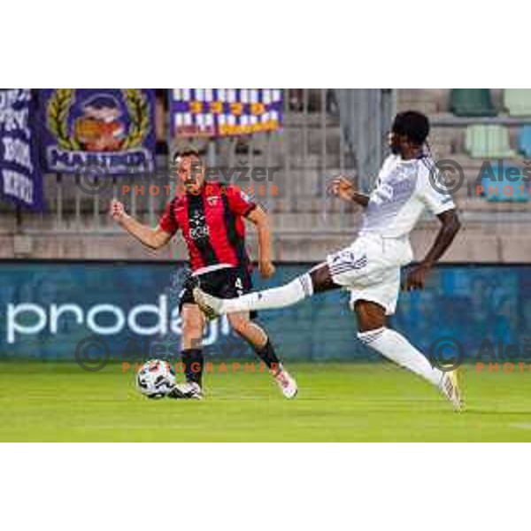 in action during Prva liga Telemach 2025/2026 football match between Primorje and Maribor in Ajdovscina, Slovenia on August 10, 2025